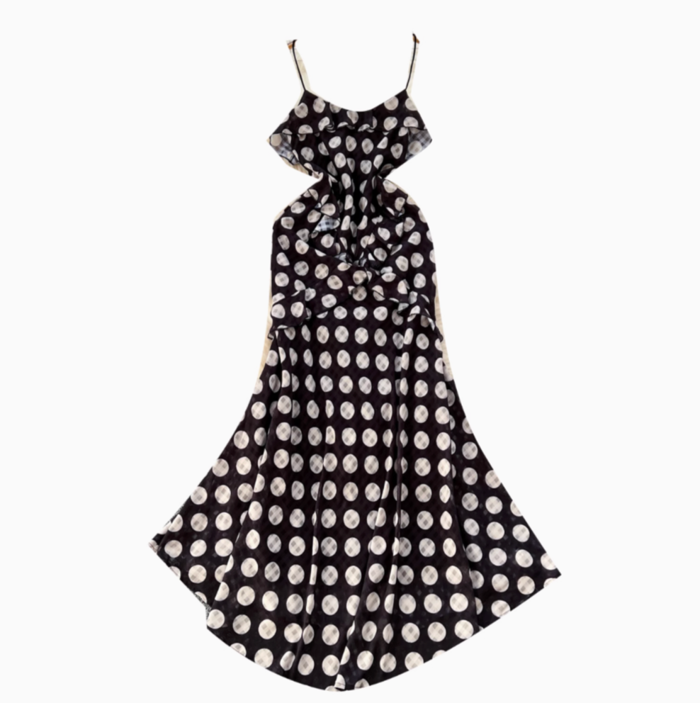 Irregular Design Polka Dot Slip Dress