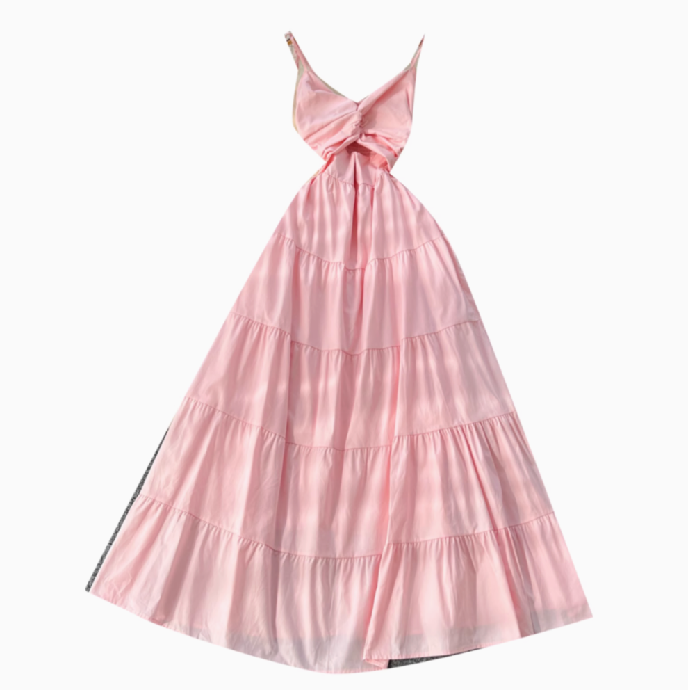 Hollowed Knotted Elastic Slip Dress