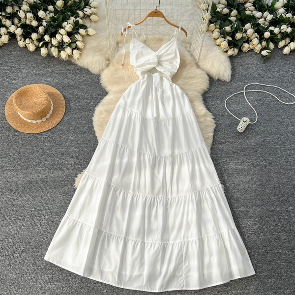 Hollowed Knotted Elastic Slip Dress