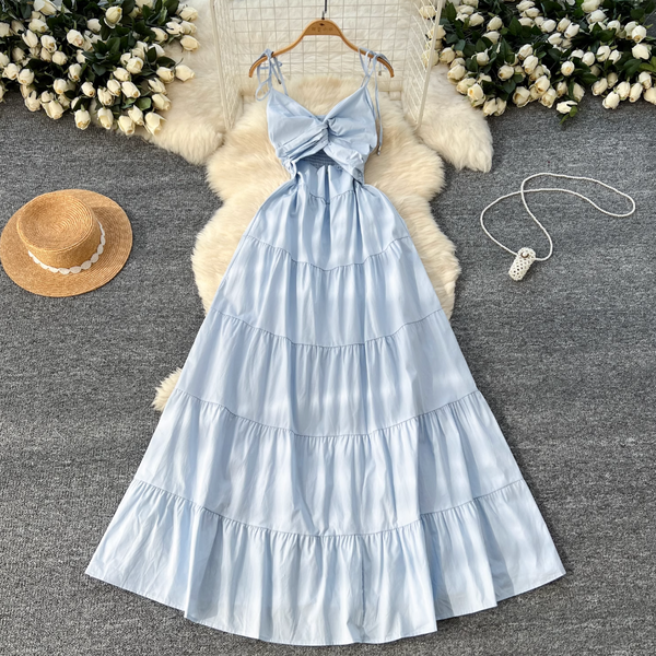 Hollowed Knotted Elastic Slip Dress