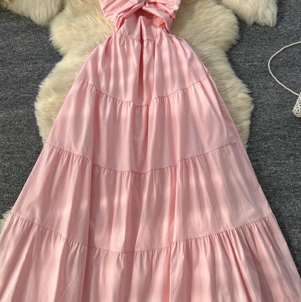 Hollowed Knotted Elastic Slip Dress