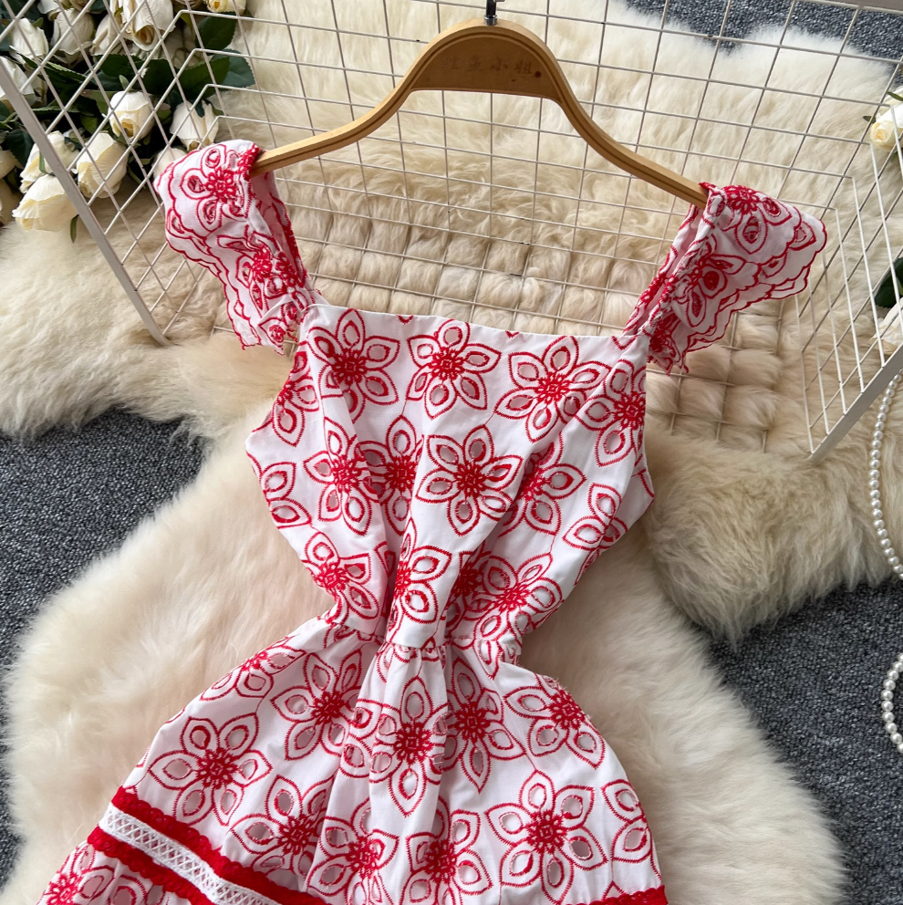 Vintage Pattern Crochet Maxi Dress