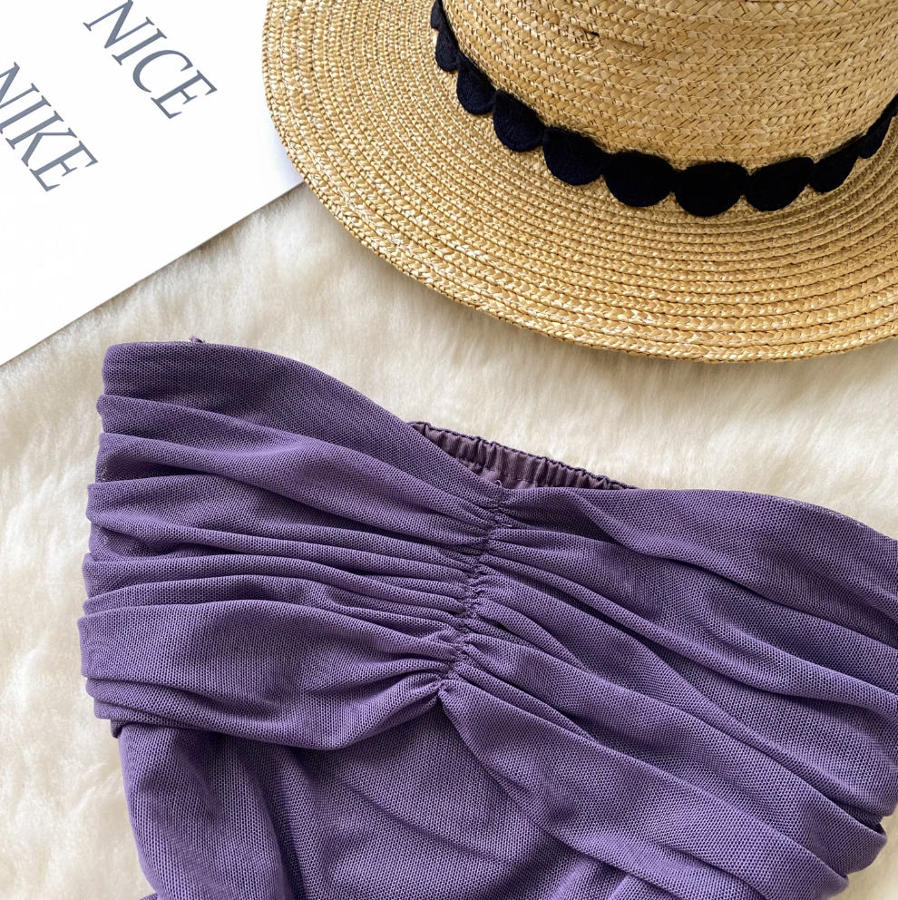 Off-shoulder Solid Color Ruffled Dress