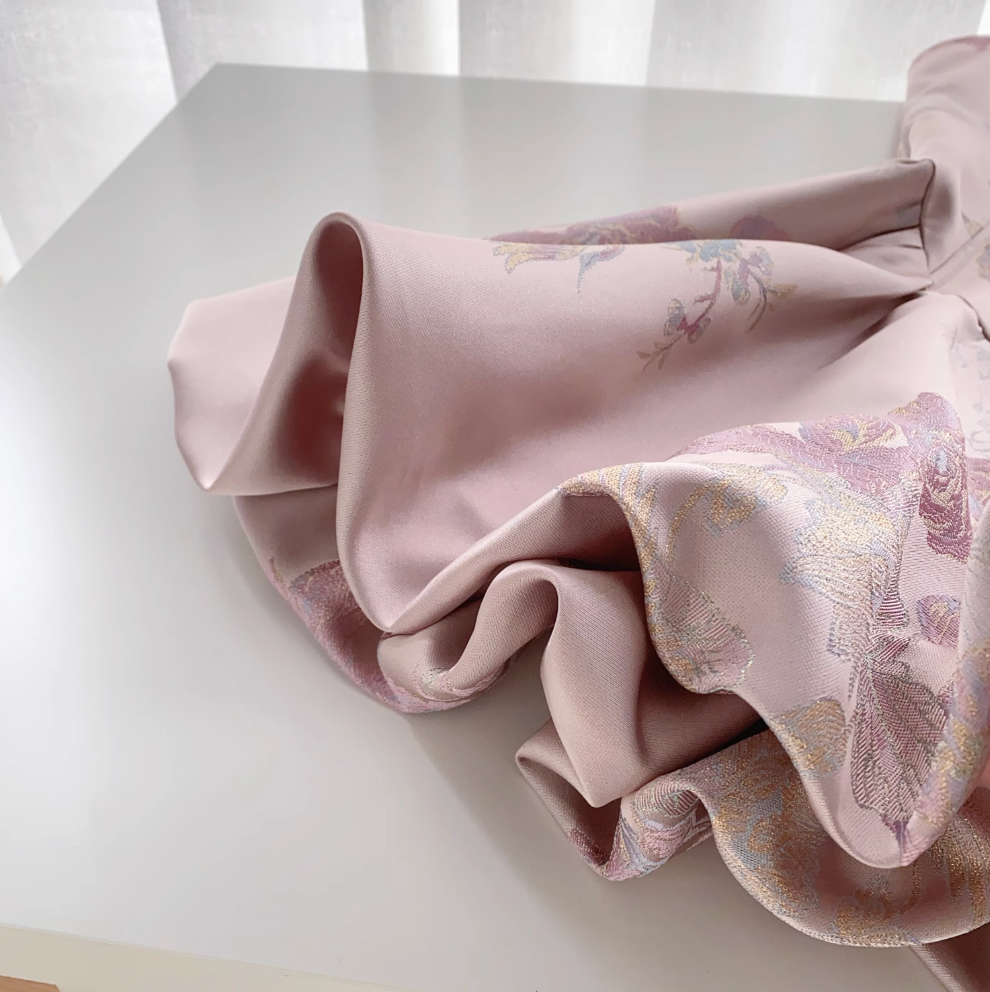 High-end Beaded Floral Jacquard Dress