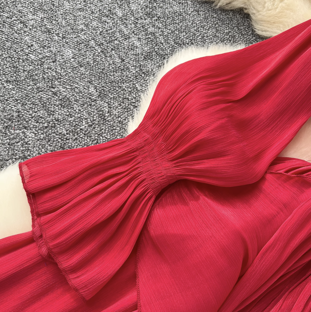 V-neck Rhinestone Studded Courtly Dress