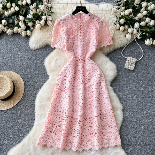 High-end Hollowed Crochet Lace Dress