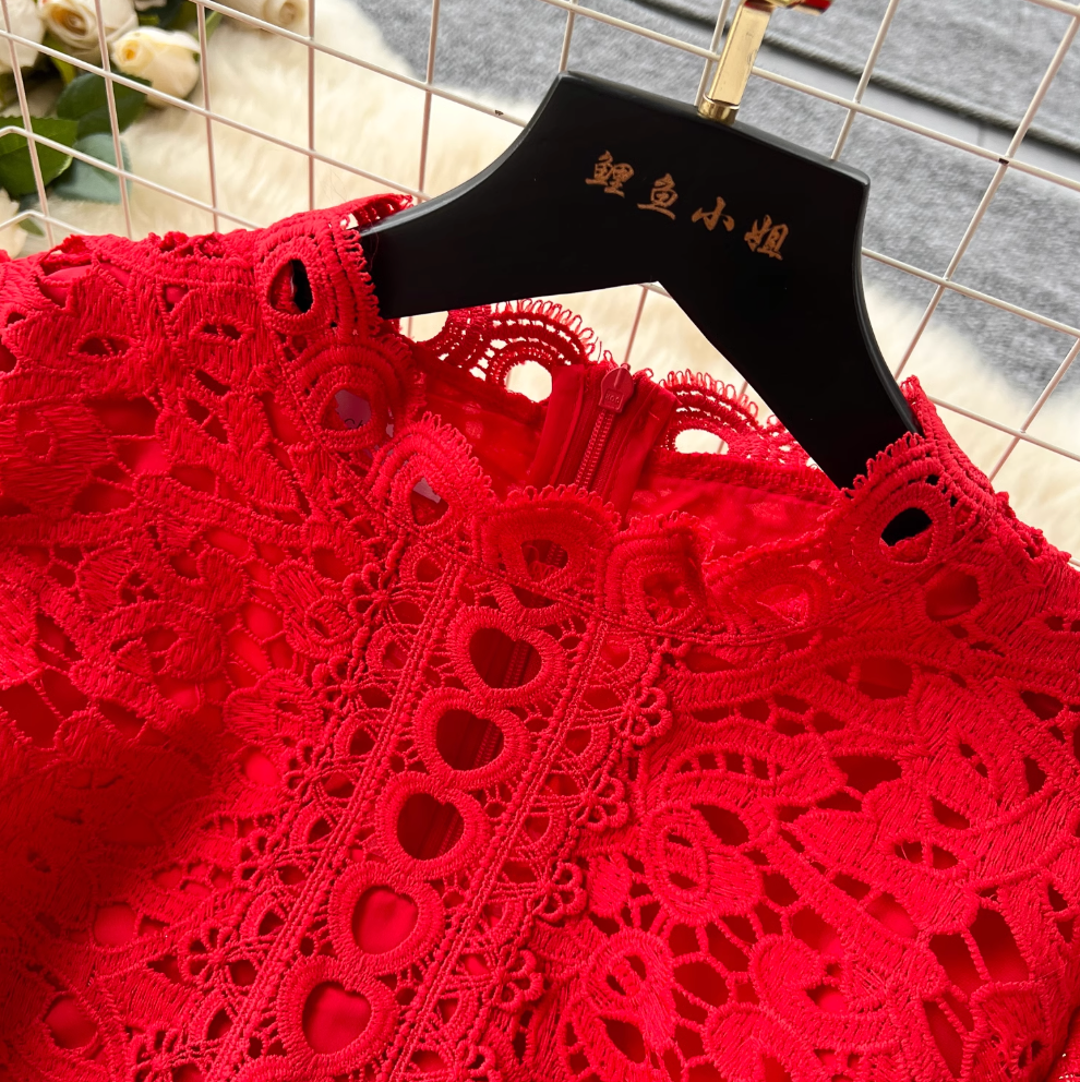 High-end Hollowed Crochet Lace Dress