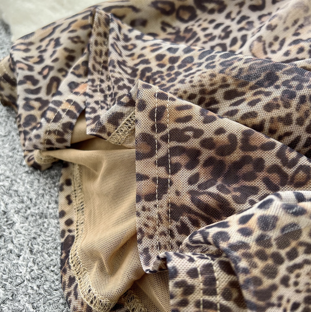 V-neck Leopard Printed Slip Dress