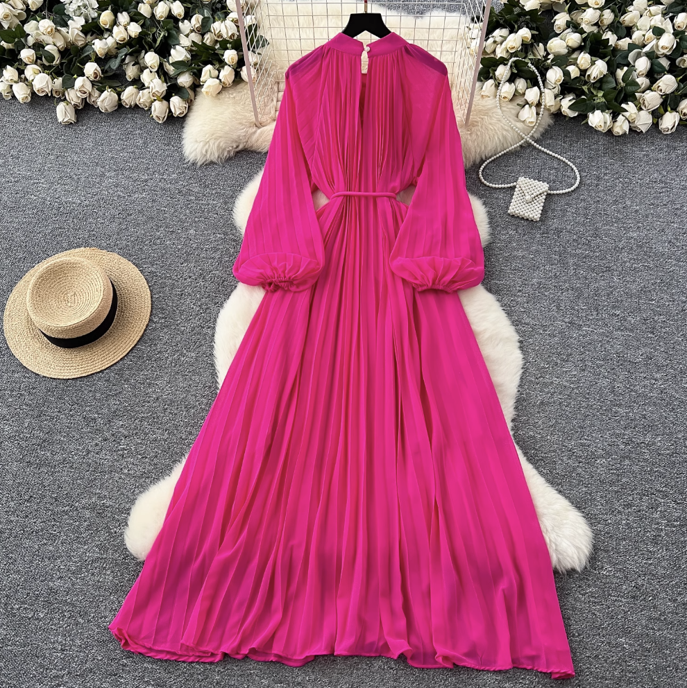 French Style Beaded Floral Draped Dress