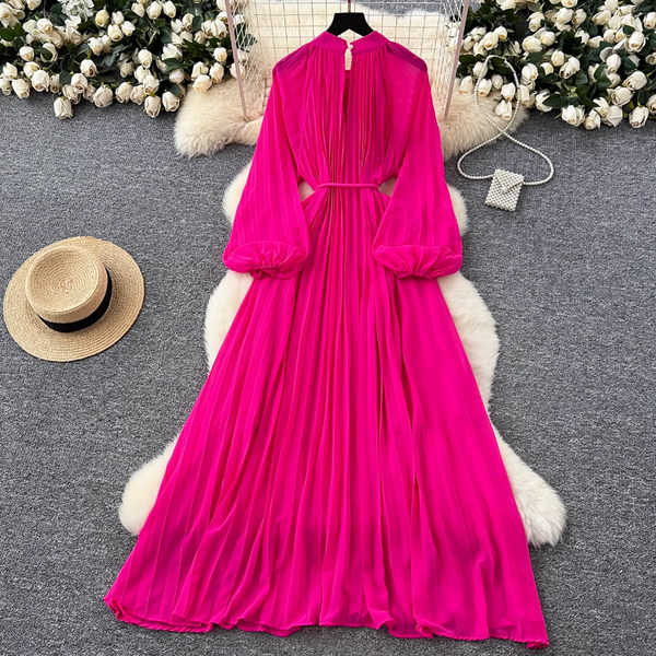 French Style Beaded Floral Draped Dress