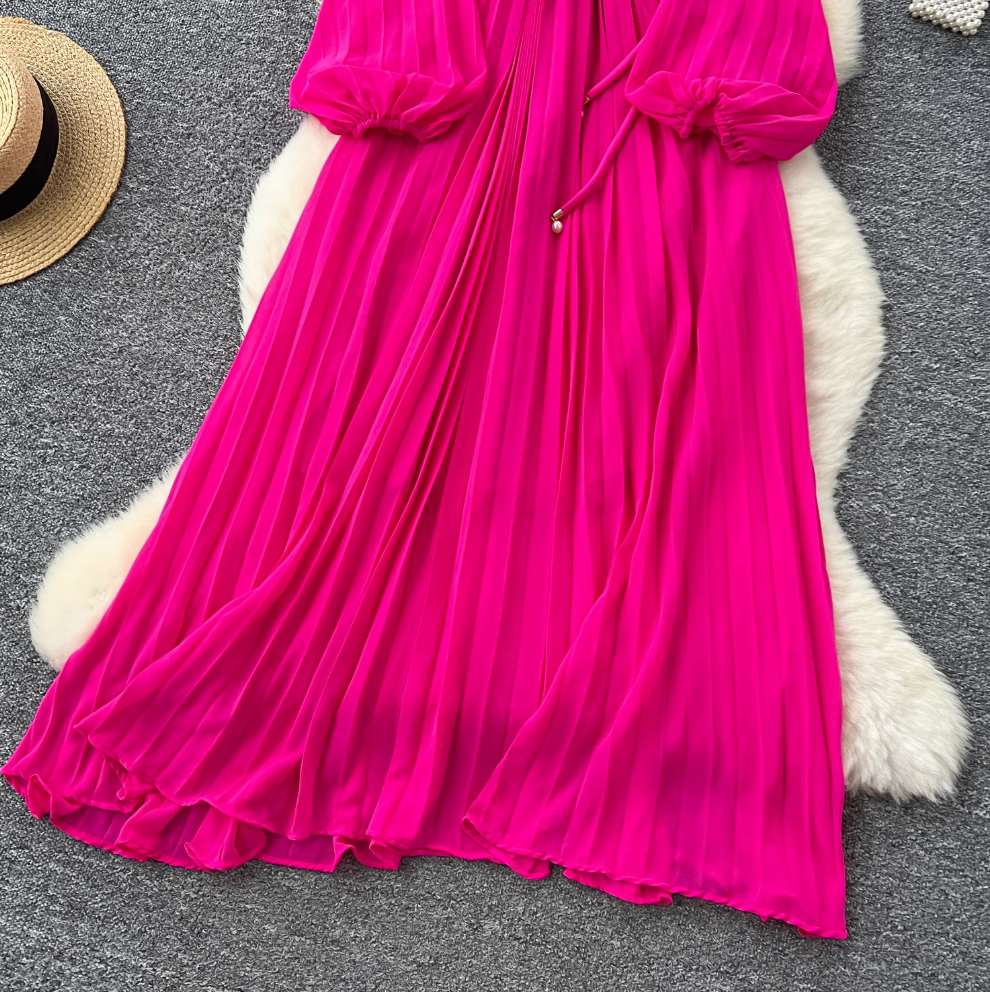 French Style Beaded Floral Draped Dress