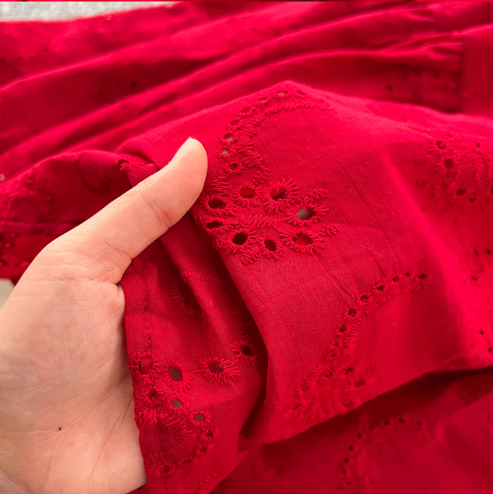 French Style Hollowed Embroidery Dress