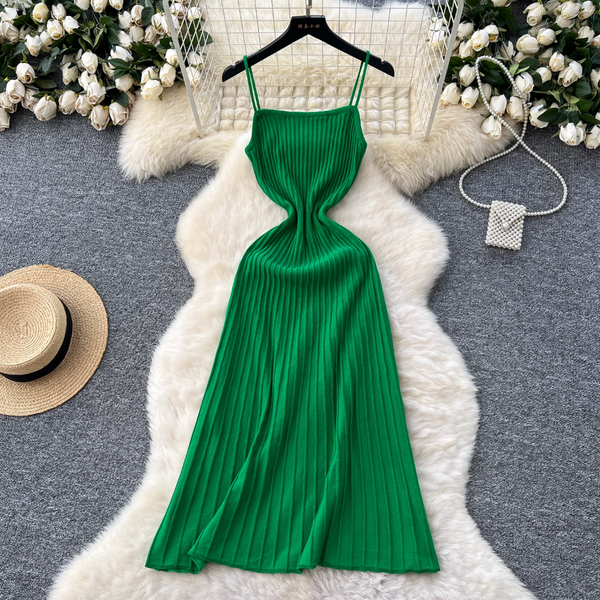 Elegant Solid Color Striped Slim Dress