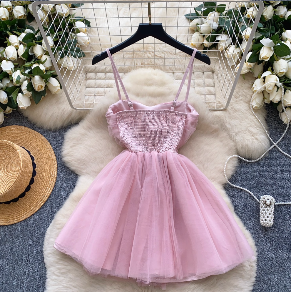 Fairy Puffy Mesh Slip Dress