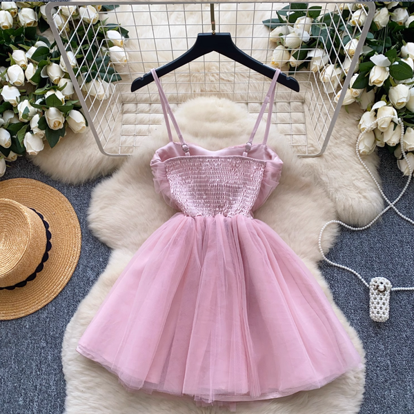 Fairy Puffy Mesh Slip Dress