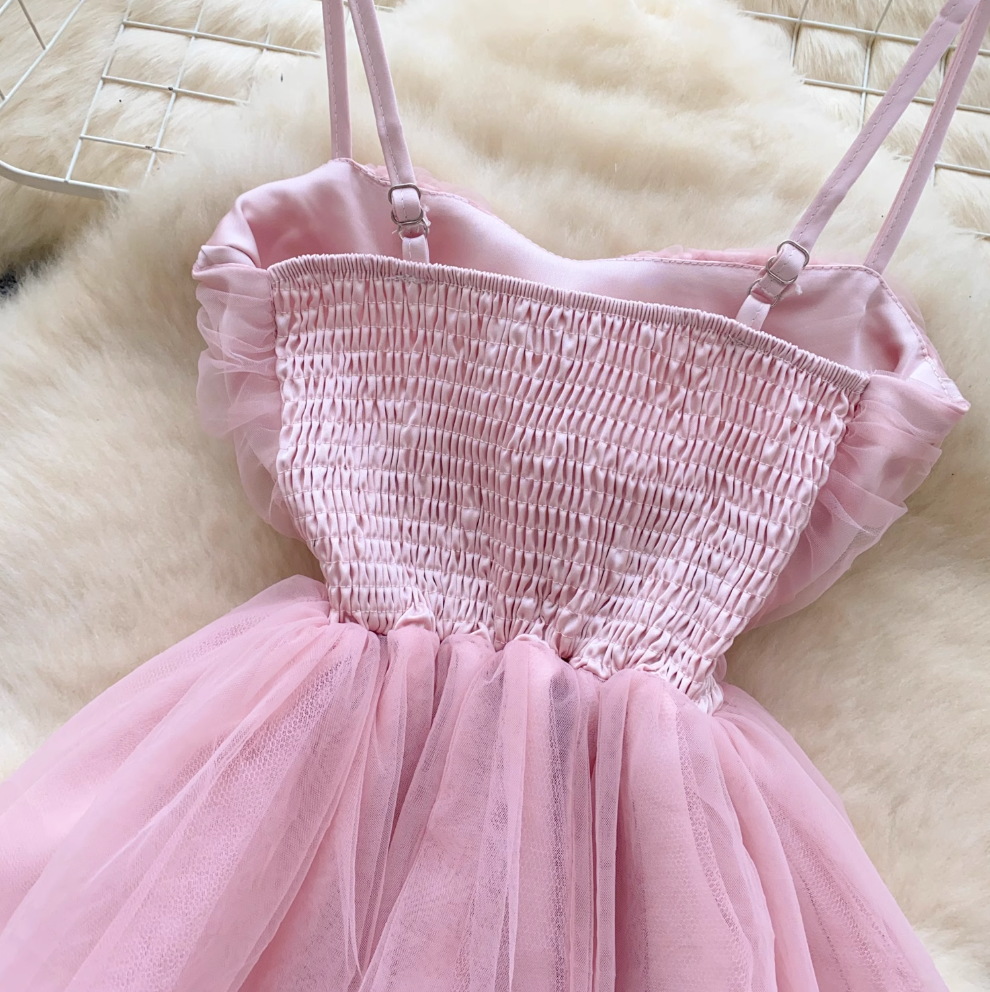 Fairy Puffy Mesh Slip Dress