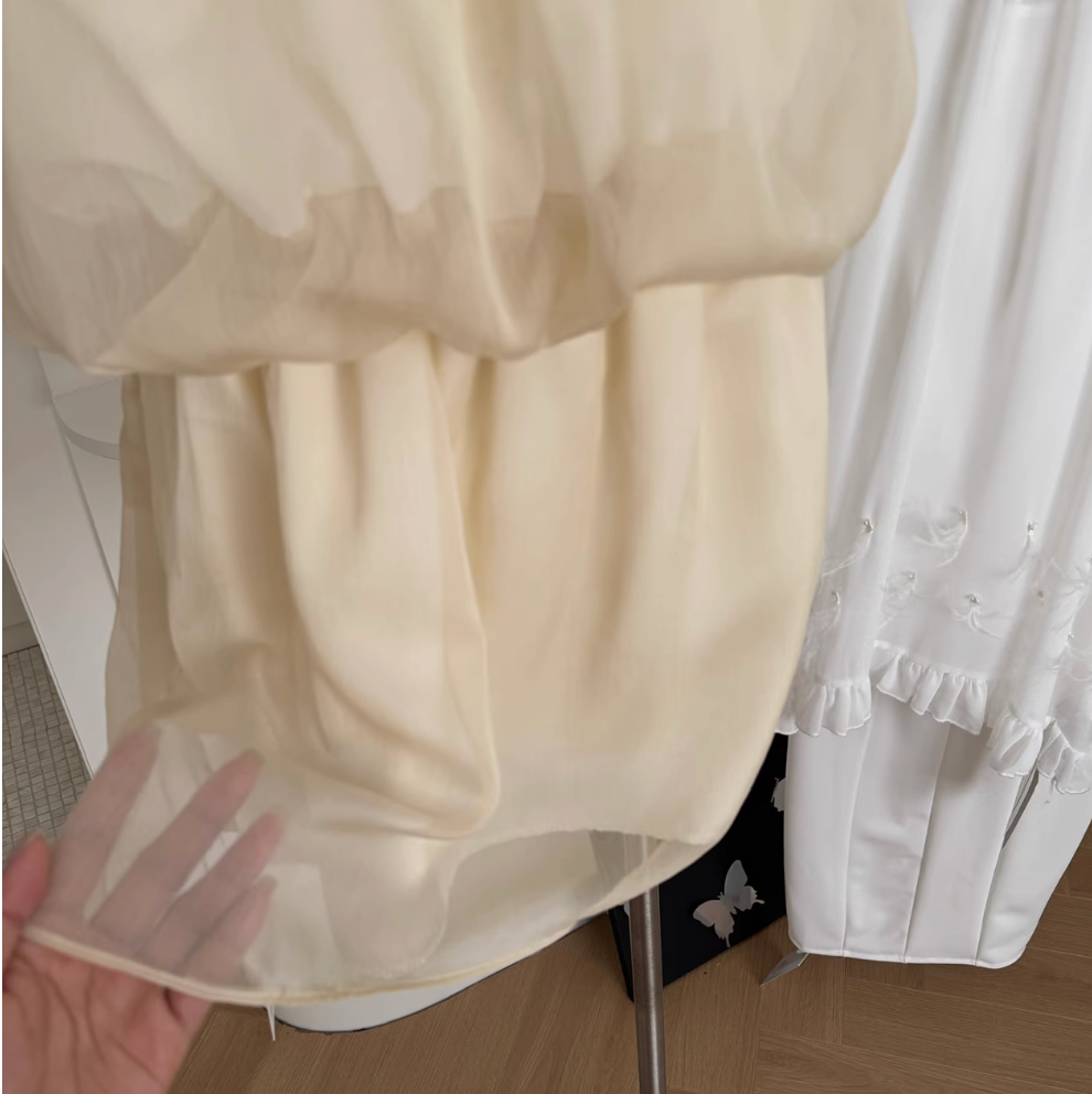 Off-shoulder Beaded Chiffon Dress