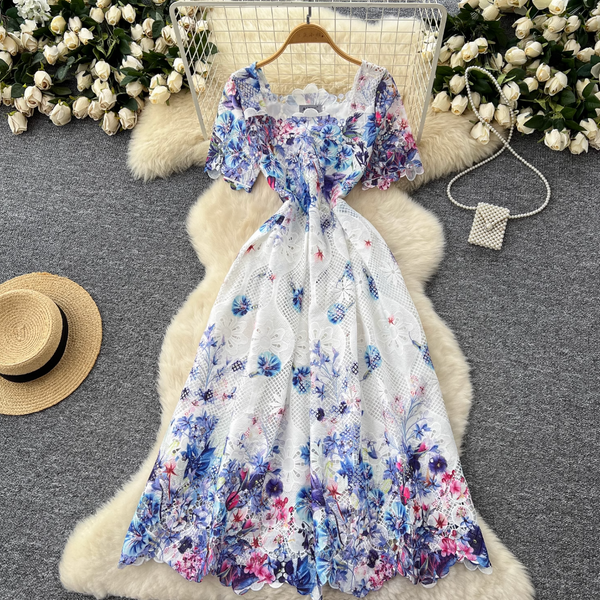 High-end Lace Crochet Floral Dress
