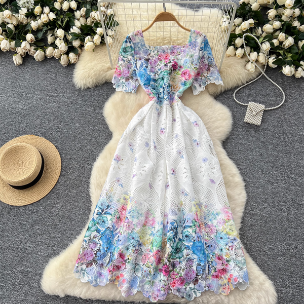 High-end Lace Crochet Floral Dress