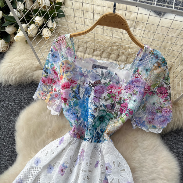 High-end Lace Crochet Floral Dress