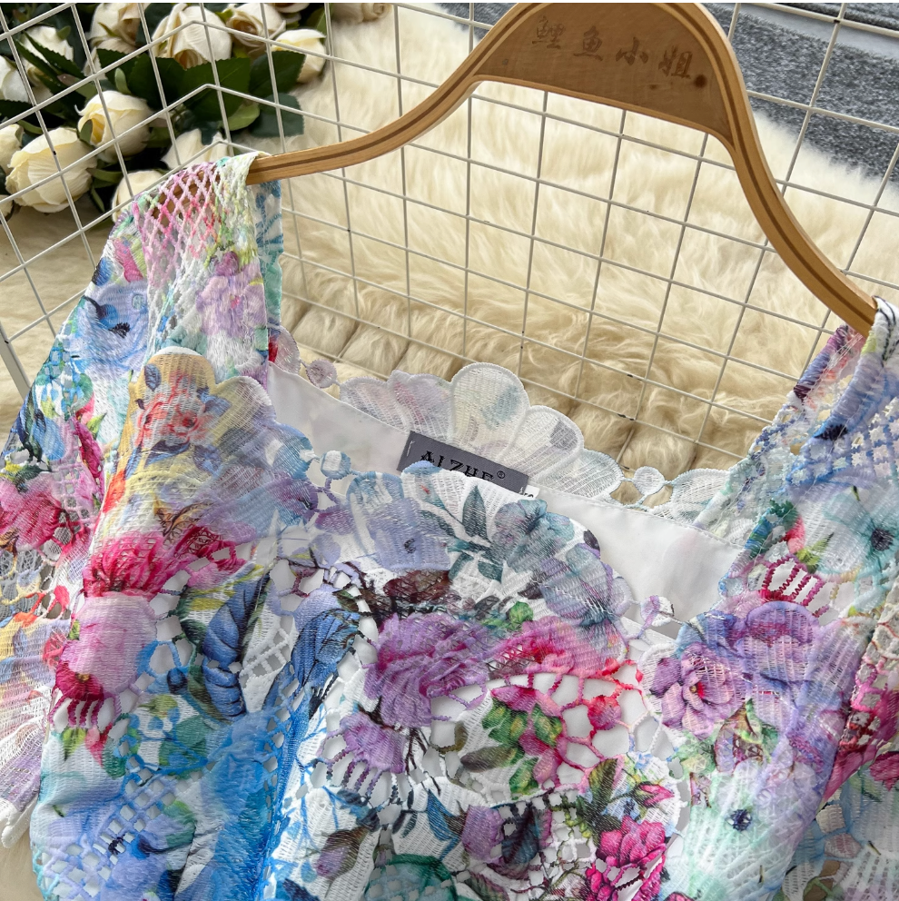 High-end Lace Crochet Floral Dress