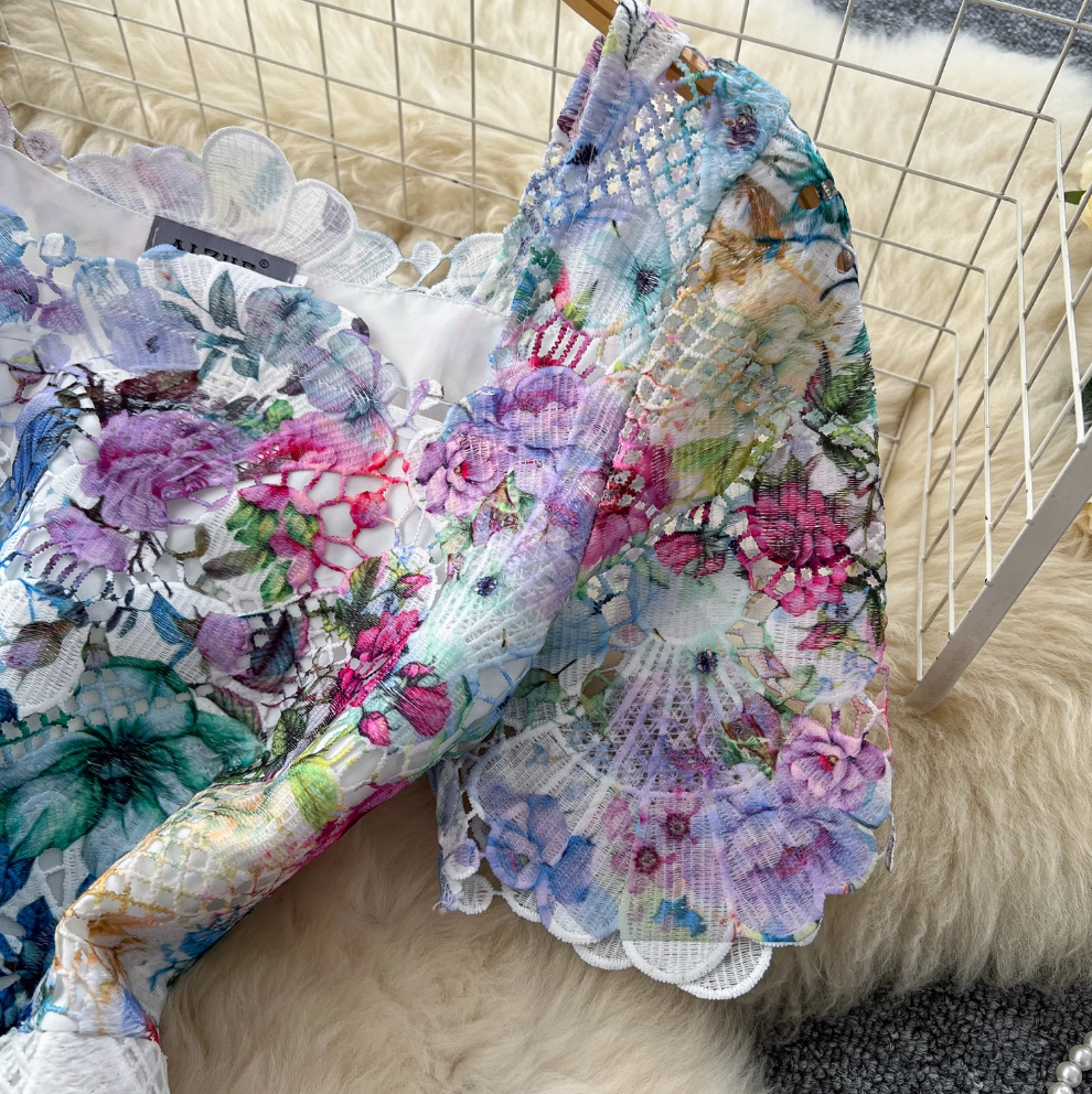 High-end Lace Crochet Floral Dress