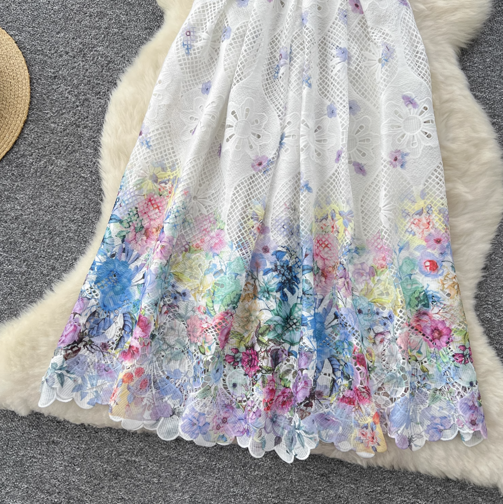High-end Lace Crochet Floral Dress