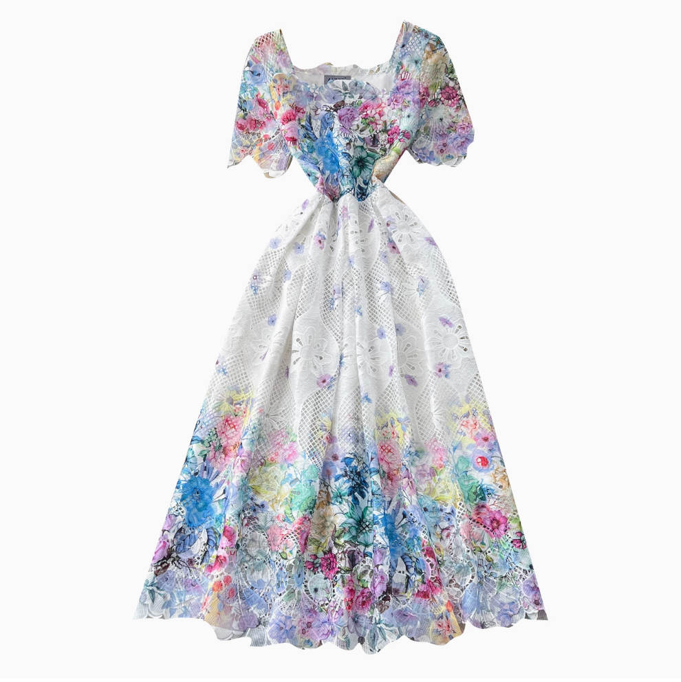 High-end Lace Crochet Floral Dress