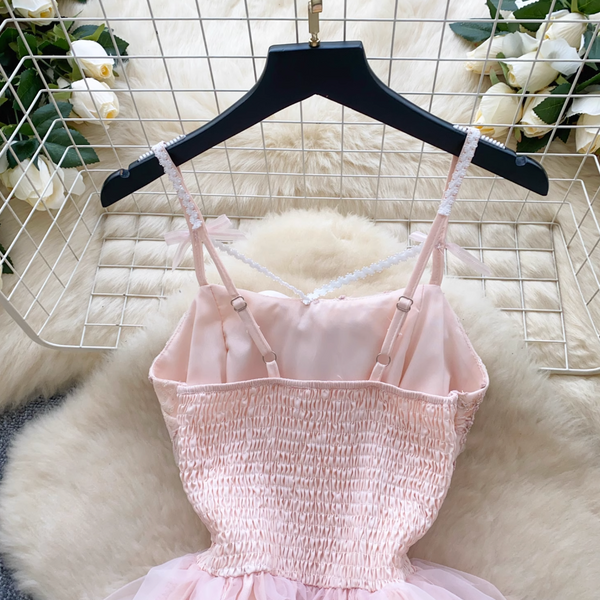Sweetie Pink Embroidered Puffy Slip Dress