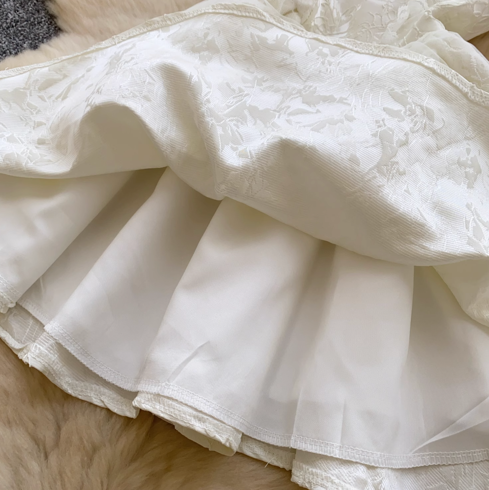 Sweetie Jacquard Puffy Halter Dress
