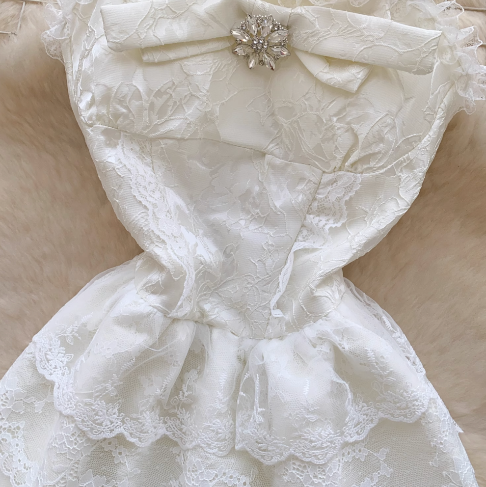Sweetie Jacquard Puffy Halter Dress