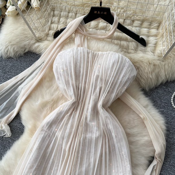 Fairy Pleated Mesh Dress with Ribbon