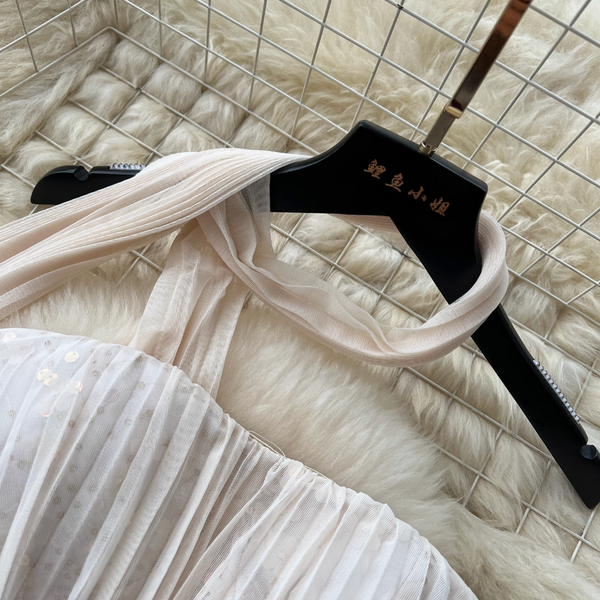 Fairy Pleated Mesh Dress with Ribbon