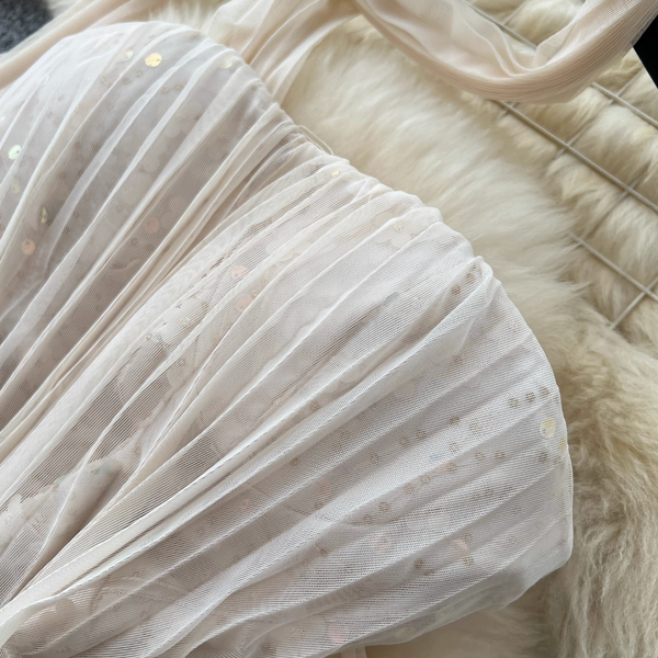 Fairy Pleated Mesh Dress with Ribbon