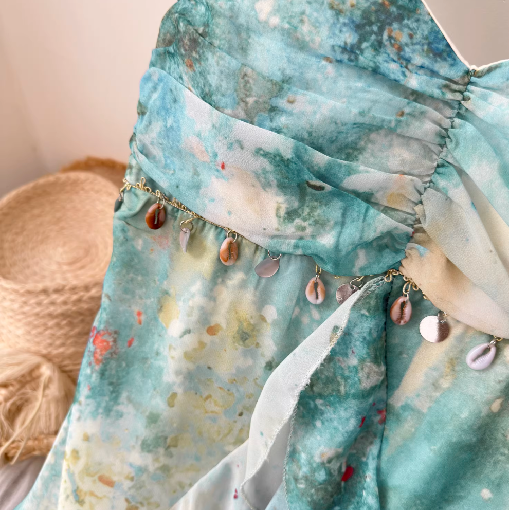 Fairy Fringed Ruffled Print Dress