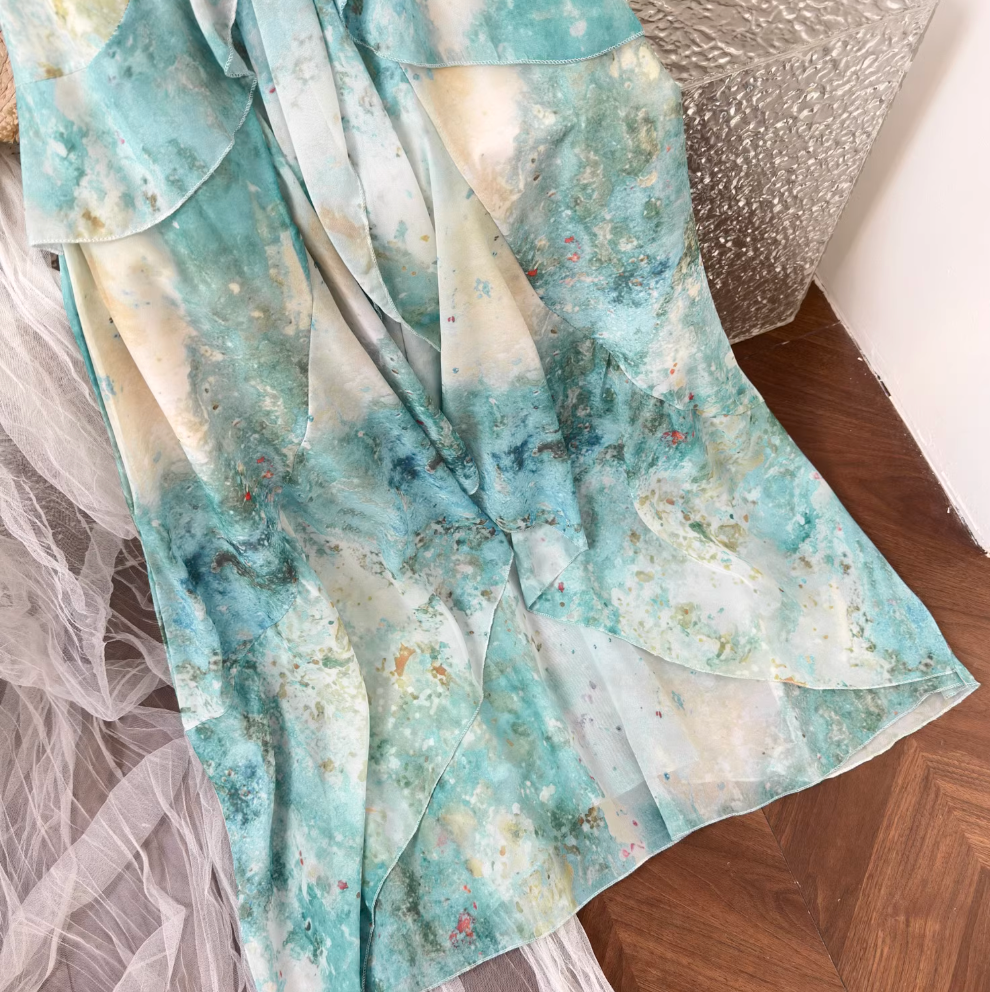 Fairy Fringed Ruffled Print Dress