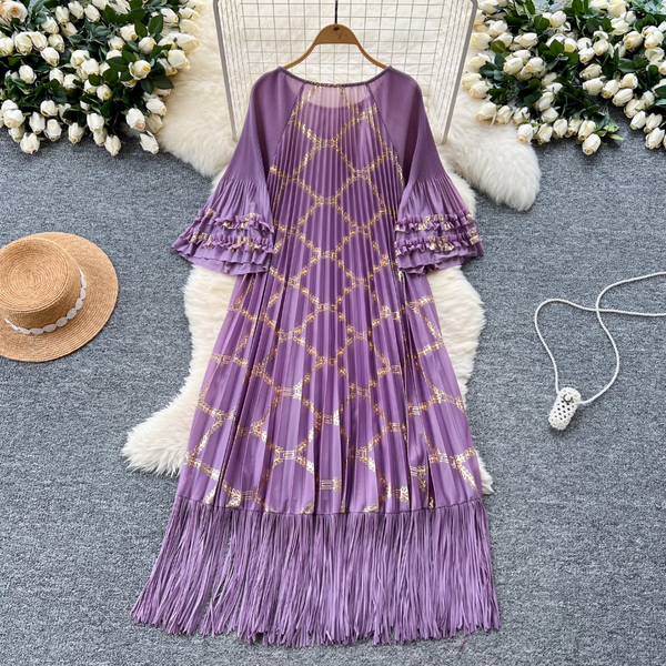 Round Collar Loose-fit Draped Dress