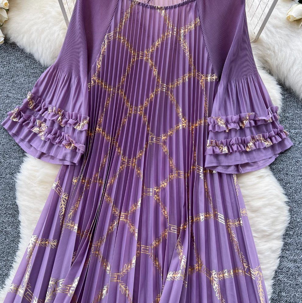 Round Collar Loose-fit Draped Dress