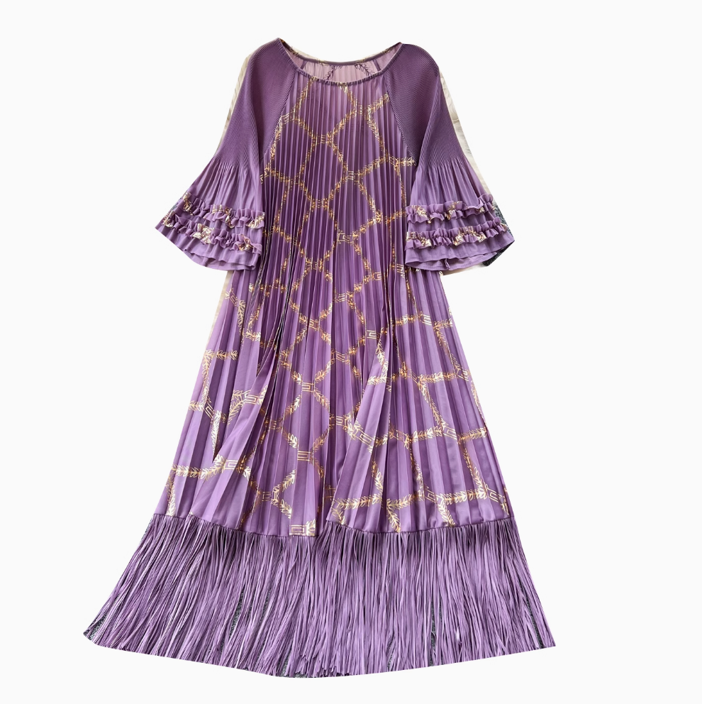 Round Collar Loose-fit Draped Dress