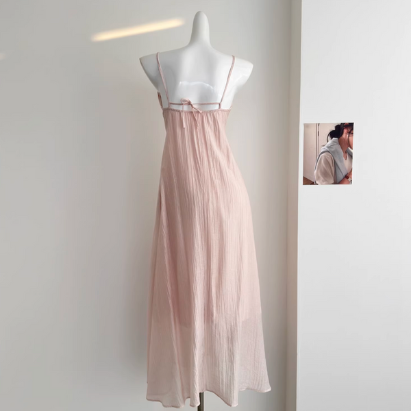 Backless 3d Floral Pink Slip Dress
