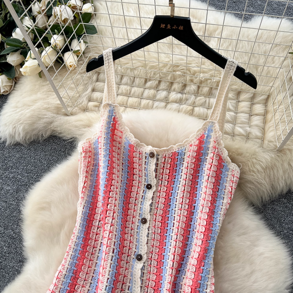 Bohemian Style Colorful Striped Slip Dress
