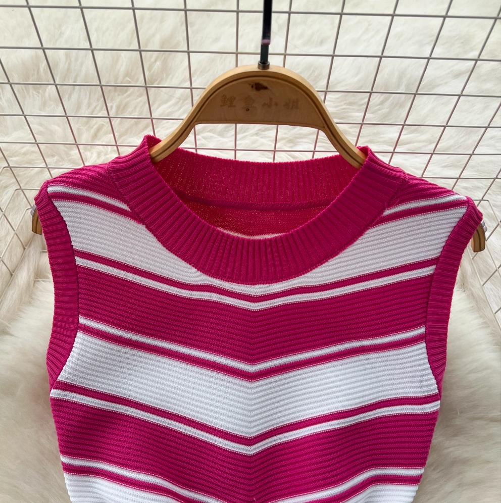 Color-blocking Striped Knitted Dress