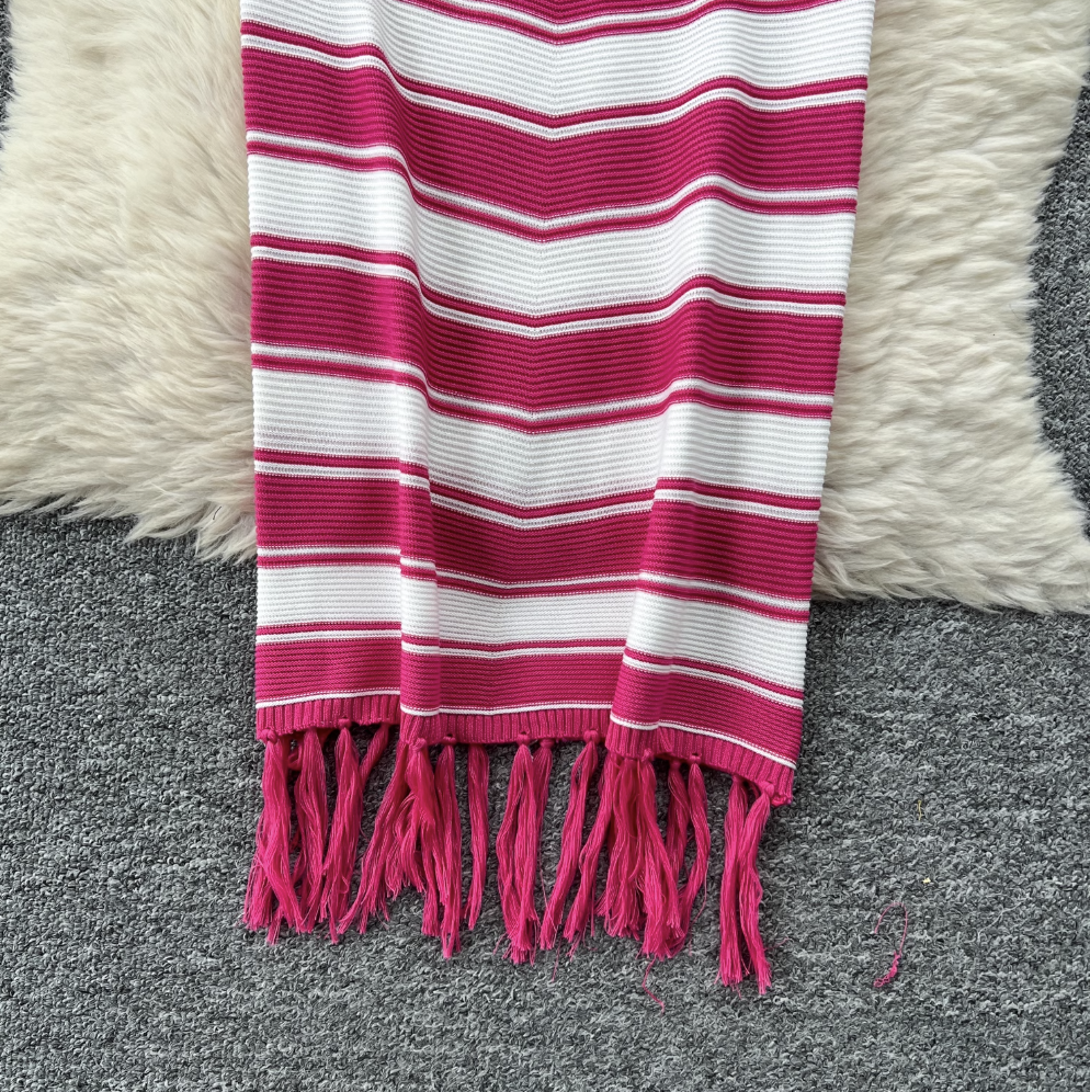 Color-blocking Striped Knitted Dress