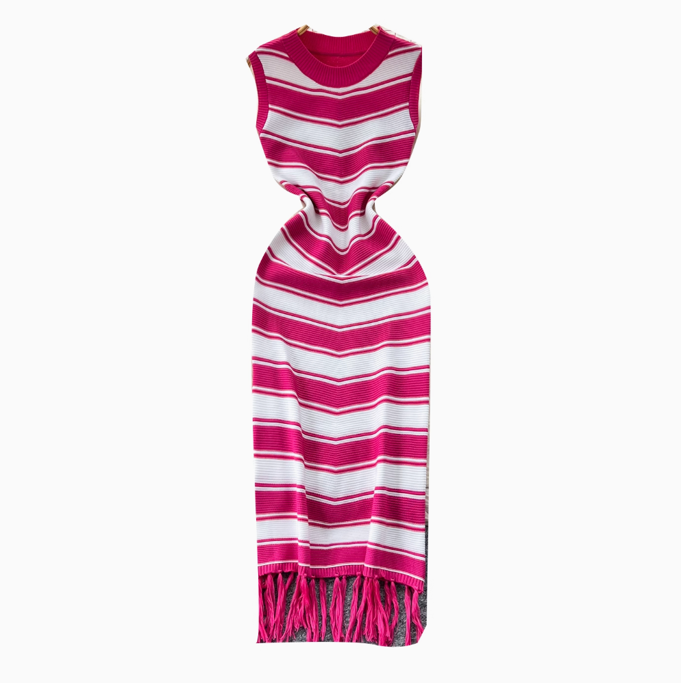 Color-blocking Striped Knitted Dress
