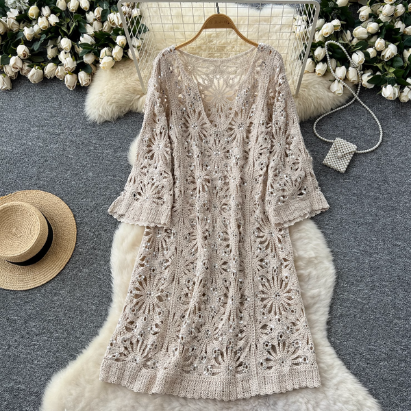 Korean Style Hollowed Crochet Dress