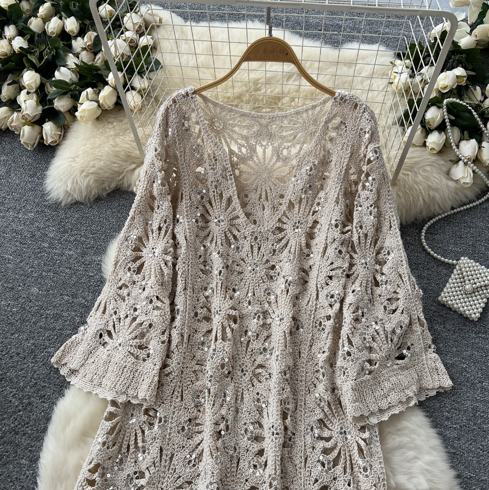 Korean Style Hollowed Crochet Dress
