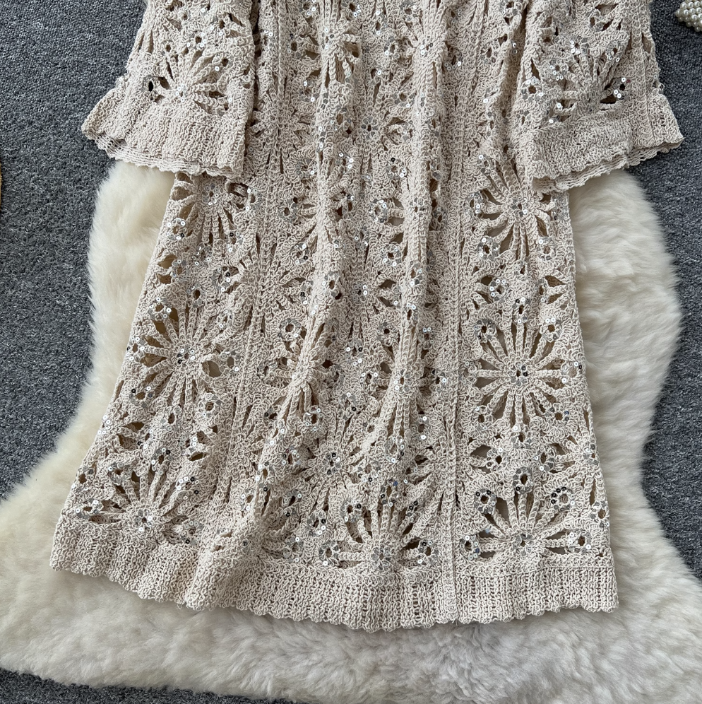 Korean Style Hollowed Crochet Dress