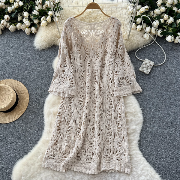 Korean Style Hollowed Crochet Dress