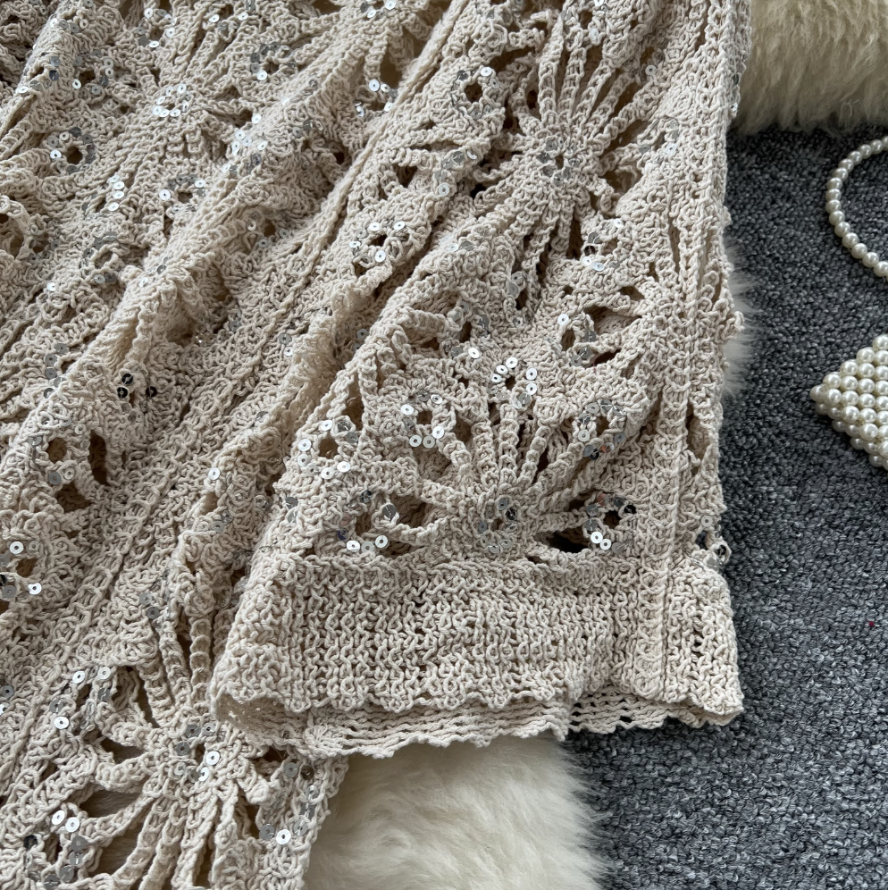 Korean Style Hollowed Crochet Dress