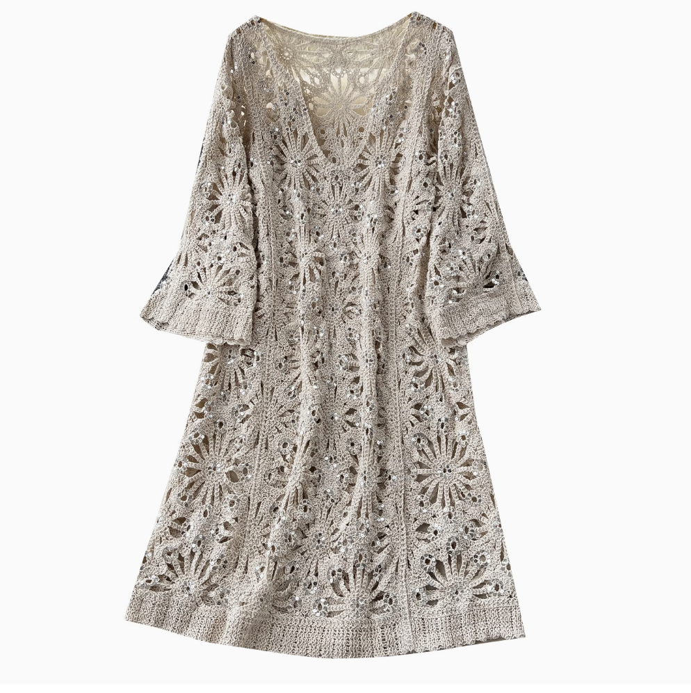Korean Style Hollowed Crochet Dress